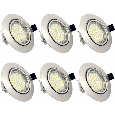 Spots encastrés LED GU10 6W AC 230V Blanc chaud 3000K Plafonnier étanche IP23 pour salon, cuisine, couloir, galerie, magasin (Lot de 6)
