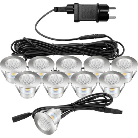 Spots LED Encastrable Extérieur, lot de 10 spots encastrables au sol LED, blanc chaud, étanche IP67, spots encastrables pour terrasse, extérieur, intérieur, escalier