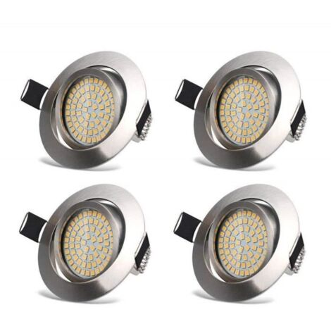 Spots LED Encastrable Orientable 3.5W Ultraslim Plafond Rond Eclairage Encastré Blanc Chaud Trou de Plafond 75-80MM (Lot de 4)