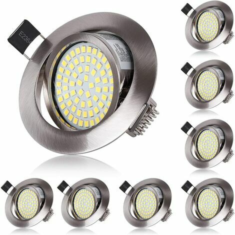 Spot LED Encastrable Dimmable 230V 5W 500LM, Spot LED 3000/4000/6000K,  Éclairage de plafond Orientable 45°Diamètre du trou 68mm Spot Salle de Bain  Rond Blanc pour Salon Chambre à coucher, Lot de 6 