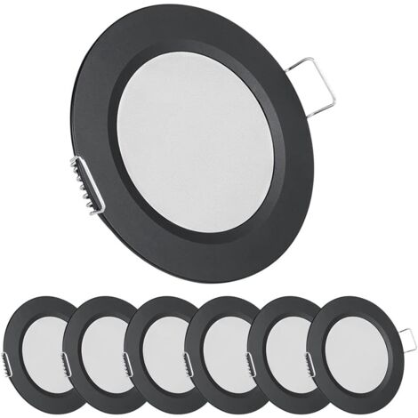 Spots LED Encastrables Extra Plats DC 12V Noirs 3000K, Lot de 6 Étanches IP64 pour Camping-car, Bateau et Meuble