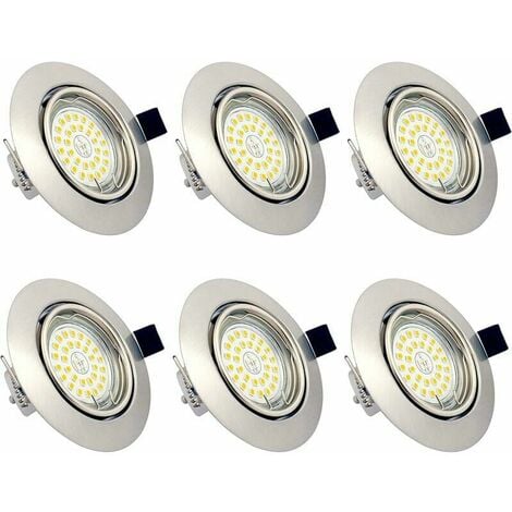 DERRUI Spots LED Encastrables Orientables Dimmables, ampoules 6 x 6W incluses, GU10, Blanc Chaud 3000K, 230V, IP23, éclairage plafond LED intérieur pour Salon Cuisine Couloir [Classe énergétique A++] zhuoxua