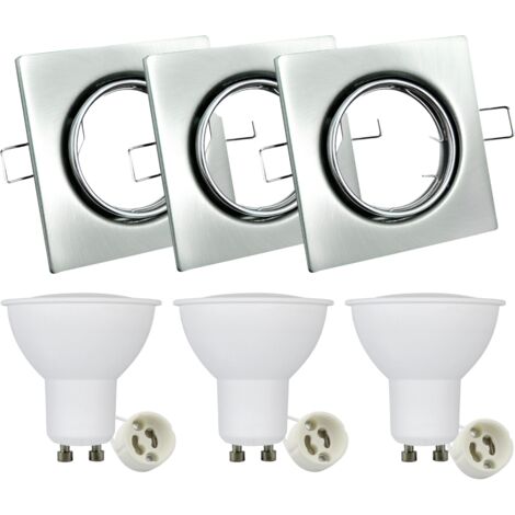 Spots LED encastrés carrés nickel x3 Polux OLIN GU10