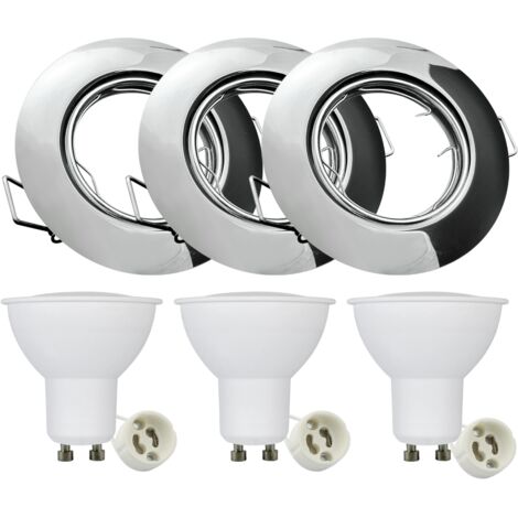 Spots LED encastrés ronds chromés x3 Polux OLIN GU10
