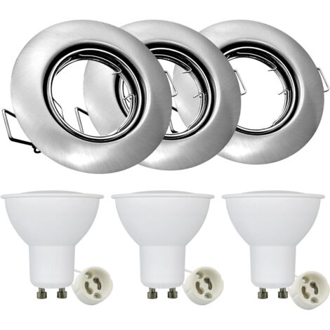 Spots LED encastrés ronds nickel x3 GU10 Polux 306203