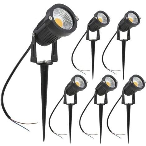 Spots LED Extérieur, 3W Lampes Jardin Blanc Chaud 3000K 1440LM avec Piquet, Etanche IP65 Lumière Extérieur LED Projecteur pour Jardin, Chemin, Terrasse [Classe énergétique A+] - 6 pcs
