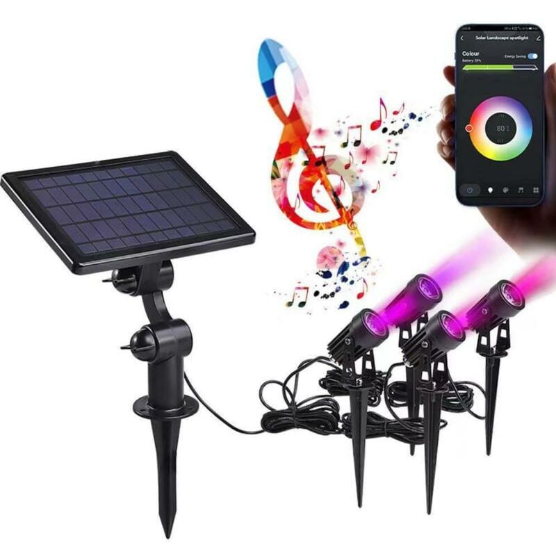 Silumen - Spots Solaires Connectés à piquer rgb IP55 (Lot de 4)