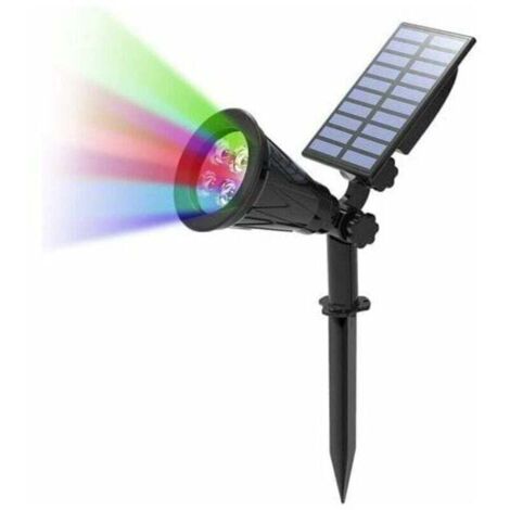Spots solaires d'extErieur, 4 LED a changement de couleur, Eclairage de sEcuritE paysager Etanche 2 en 1 pour jardin, terrasse, cour, dEcoration d'arbre(1W colorE)