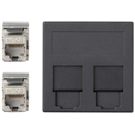 Sprach- und Datenplatte flach cg 2 cat6a ftp Graphit SIMON 50001089-038