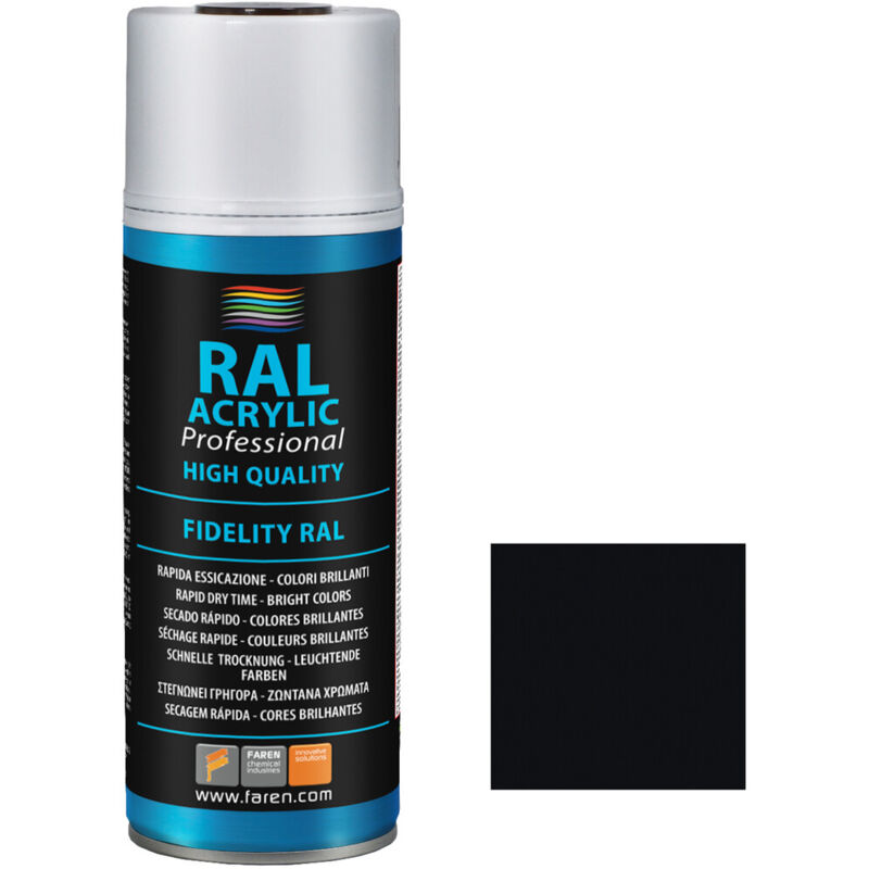 

Spray de pintura negro opaco RAL 9005 400ml. ( 5VC400) - Faren