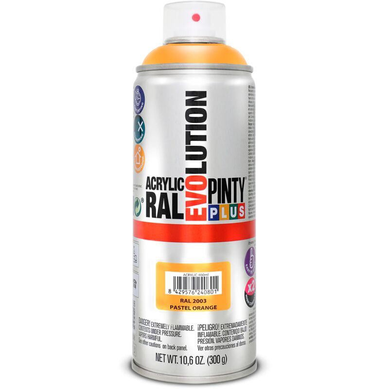 

SPRAY ACRILICO BRILLANTE PINTYPLUS RAL 400 ML | RAL: RAL 2003 Naranja pálido - RAL 2003 Naranja pálido