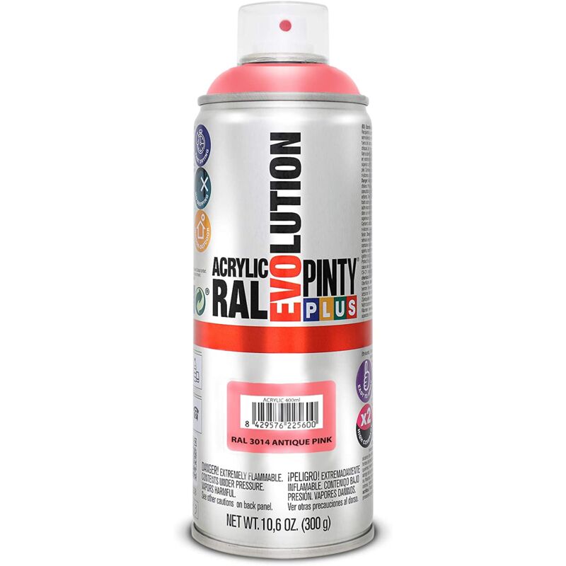 

SPRAY ACRILICO BRILLANTE PINTYPLUS RAL 400 ML | RAL: Ral 3014 Rosa Antiguo - Ral 3014 Rosa Antiguo