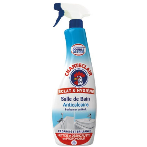 Spray anticalcaire salle de bain 625 ml – Élimine taches de savon et calcaire – Facile à rincer sans auréoles – Pour surfaces lisses – Chanteclair