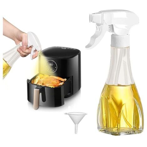 Spray de aceite de cocina, 240 ml, spray de aceite de oliva, freidora de aire, pulverizador de aceite de cocina con boquilla de aceite ajustable para asar, hornear, ensaladas
