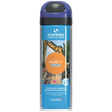 Spray de marquage de chantier Fluo TP Hydro bleu fluo 500ml bombe aérosol SOPPEC (Par 12)