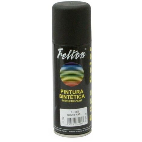 spray de pintura. negro mate. aerosol. 200 ml. interior y exterior. rendimiento 0,9-1,1m² - felton
