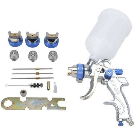 Spray Gun HVLP Gravity Feed Air Spray Gun Aluminium Atomizing Spray Gun with 1.4MM 1.7MM 2.0MM Nozzle 600CC Cup for Tool Paint Car Auto Repair (Blue)
