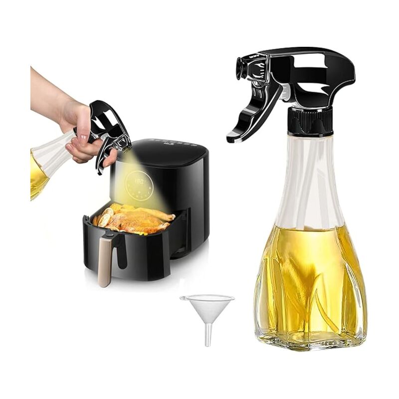 Spray Huile Cuisine 240ml Spray Huile d'olive Friteuse à Air Vaporisateur D'Huile De Cuisson Avec Gicleur D'huile Réglable pour Griller, Cuire Au
