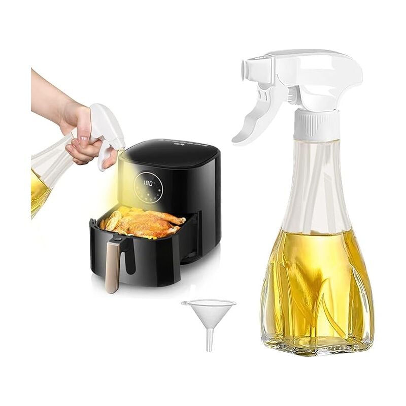 Spray Huile Cuisine 240ml Spray Huile d'olive Friteuse à Air Vaporisateur D'Huile De Cuisson Avec Gicleur D'huile Réglable pour Griller, Cuire Au