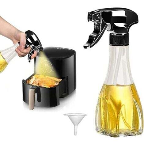 Spray Huile Cuisine 240ml Spray Huile d'olive Friteuse à Air Vaporisateur D'Huile De Cuisson Avec Gicleur D'huile Réglable pour Griller, Cuire Au Four, Salades
