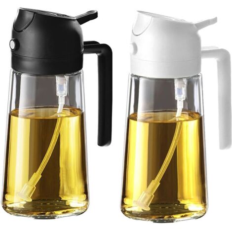 Spray Huile Cuisine 470ml – Vaporisateur Huile Air Fryer 2-en-1 pour Cuisson, Salades, Vinaigre et Accessoire Cuisine - Noir&Blanc