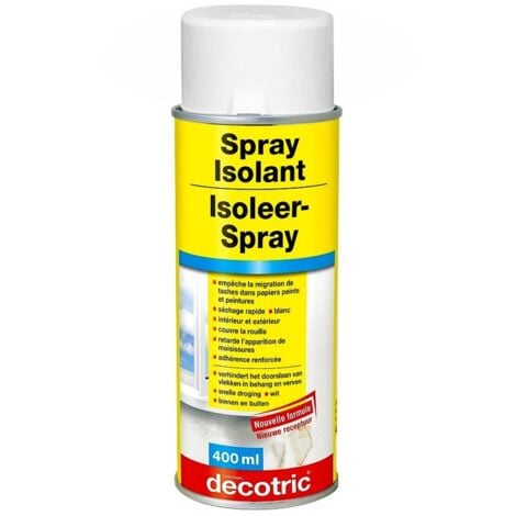 Spray isolant DECOTRIC neutralise toutes taches d'humidité, nicotine, sec en 10 min BLANC  Conditionnement: 400 ml