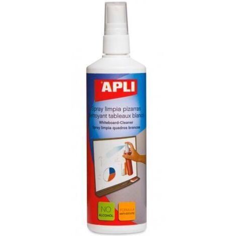 Spray limpia pizarras especialmente diseñado para la limpieza de pizarras en escuelas, oficinas, salas de conferencias, etc. Con el uso de este spray