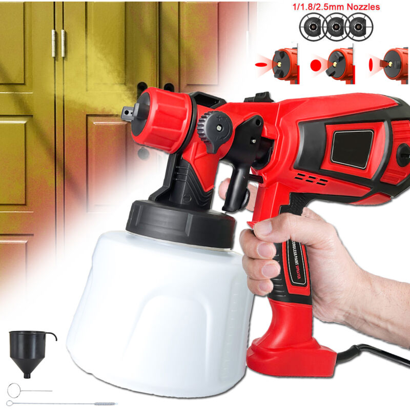 Teetok - Spray paint,1200ML Handheld Wall Fence Paint Sprayer 600W Electric Spray Gun Paint Fence Airless hvlp, 3 Nozzles