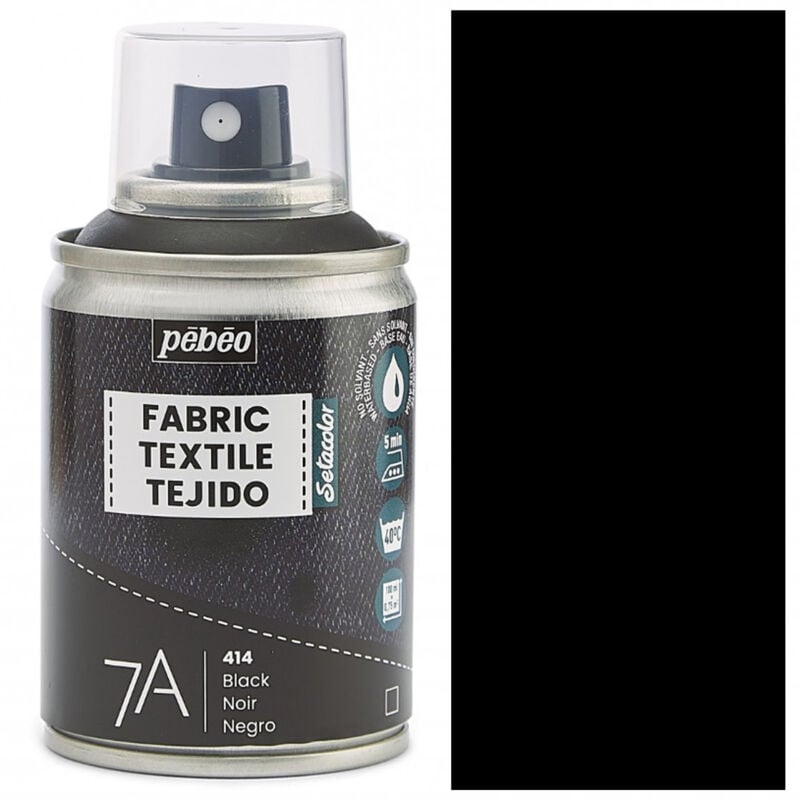SPRAY Pebeo 7A NOIR peinture textile pour vêtements 100ml aérosol textile 414