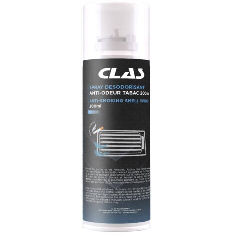 Spray percutable désodorisant anti-odeur tabac 200ml - CO 6255 - CLAS Equipements