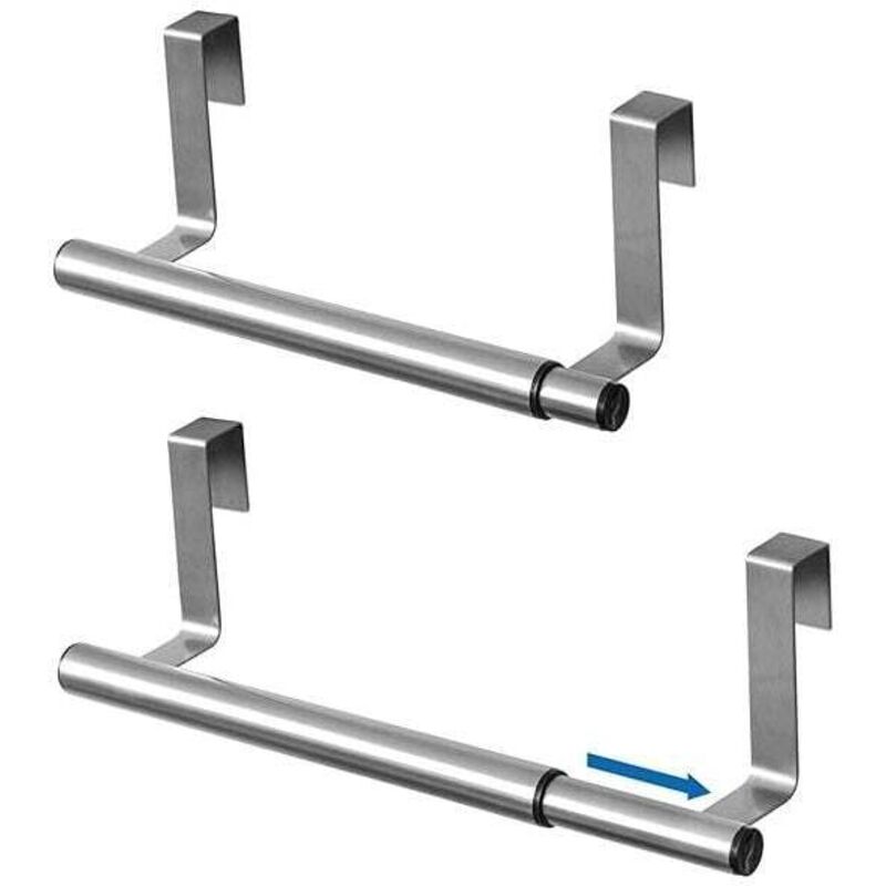 Spread, Porte-Serviettes Porte-Torchons Suspendu aux Portes des Placards, Séchoir 1 Barre Extensible en INOX, 25-40x8x9cm, Accessoire Cuisine et