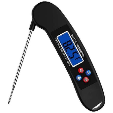 Sprechendes digitales Fleischthermometer, superschnelles Sofortmessthermometer mit Hintergrundbeleuchtung, schwarz