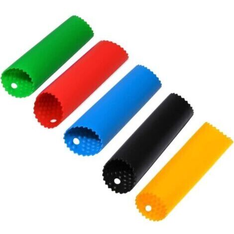 Spremiaglio in silicone, 5 pezzi, involucro per la spremitura dell'aglio, cilindro per la spremitura dell'aglio, spremiaglio professionale, utensili di cucina pratici e utili in rosso, verde, arancion