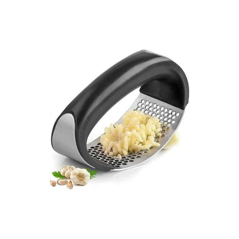 Image of Spremiaglio, Tritatutto per aglio in acciaio inossidabile Gadget da cucina professionali Tritaaglio per aglio con manico ergonomico, Pelaaglio in