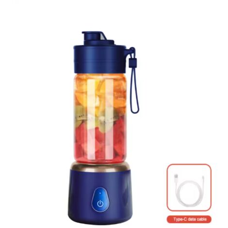 Spremiagrumi elettrico portatile, ricaricabile tramite USB, per arance e limoni, mini spremiagrumi per uso domestico, spremiagrumi da viaggio - blu