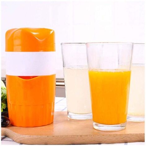 Spremiagrumi manuale portatile, mini spremiagrumi manuale per estrarre il succo dalla frutta (colore: arancione e bianco)