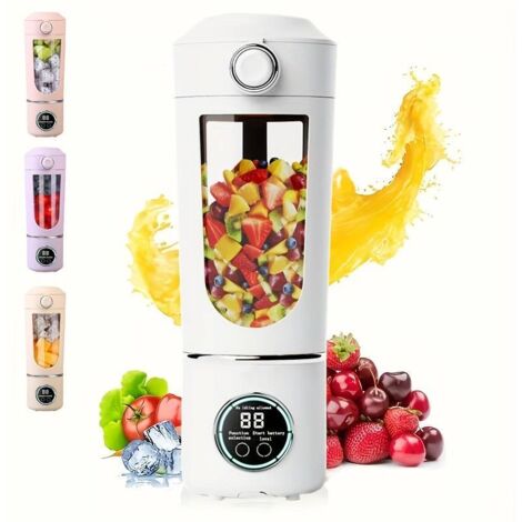 Spremiagrumi portatile da 700 ml, ricaricabile tramite USB, con motore potente, ideale per casa e palestra - Bianco