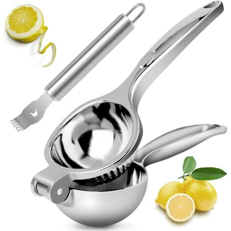 Spremiagrumi, spremiagrumi manuale con taglia-zester, spremiagrumi a leva, spremiagrumi da 7 cm, anti-caustico, spremiagrumi manuale in alluminio, spremiagrumi manuale per arance per cucina, bar
