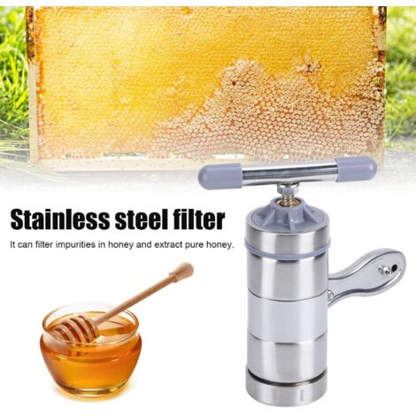 Spremimiele, spremimiele manuale portatile in acciaio inox con filtro, mini estrattore di miele per frutta, miele, frutta, cibo