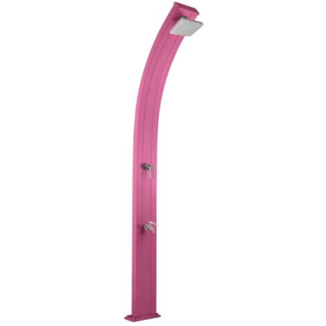 SPRING 30L Formidra Ducha Solar Exterior - Aluminio - Enjuague de Pies, Cabezal y Mezclador - 26x12x228cm - Rosa