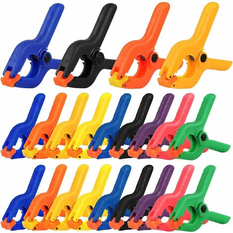 Spring Clamps Set 22PCs, MAXPOWER Colorful Plastic Muslin Clamps Quick Grip Clips Clamps for DIY Woodworking Photo Photography Backdrop - 2-inch x 18PCS and 3-inch x 4PCS