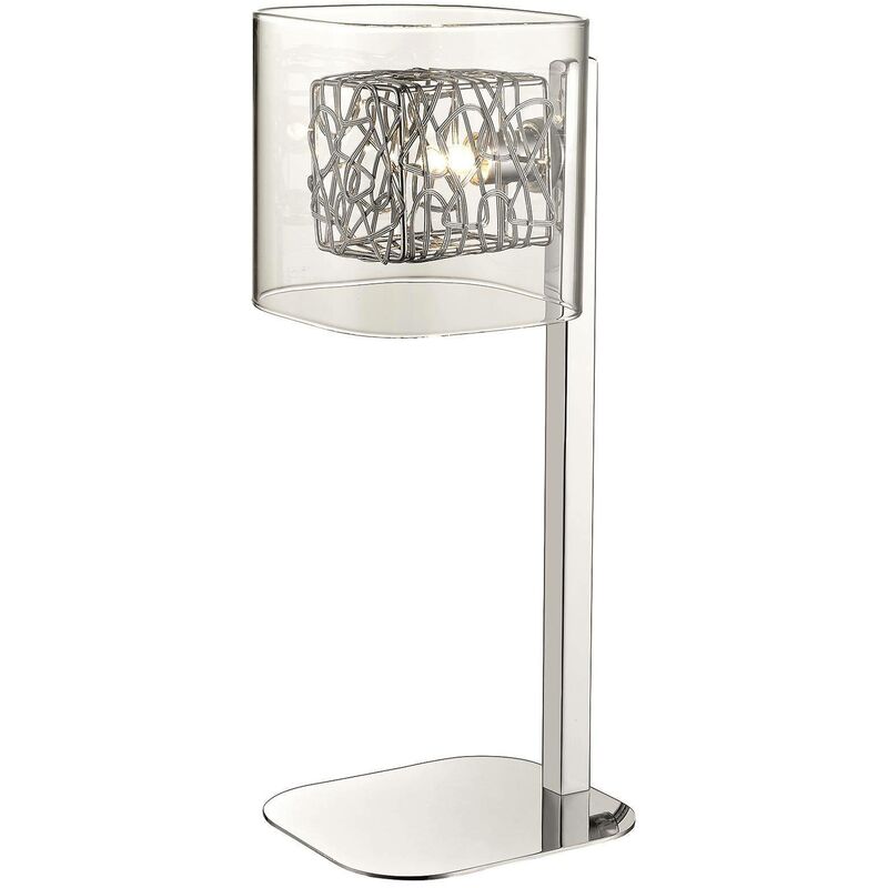 Image of Lampada da tavolo a 1 luce Mesh cromo, trasparente e vetro, G9 - Spring Lighting