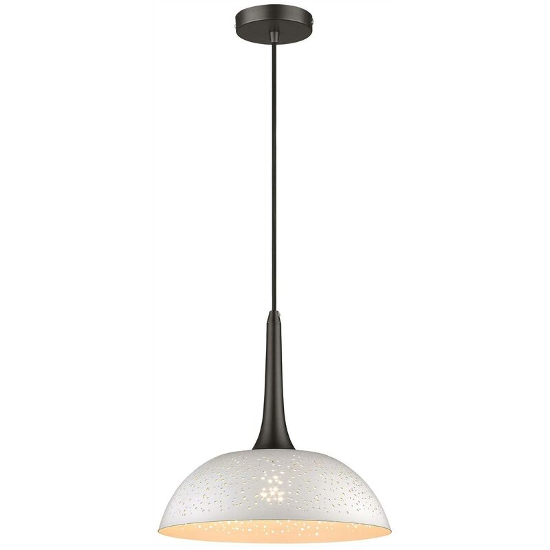 Image of Sospensione a soffitto a 1 luce a cupola bianco, nero, E27 - Spring Lighting