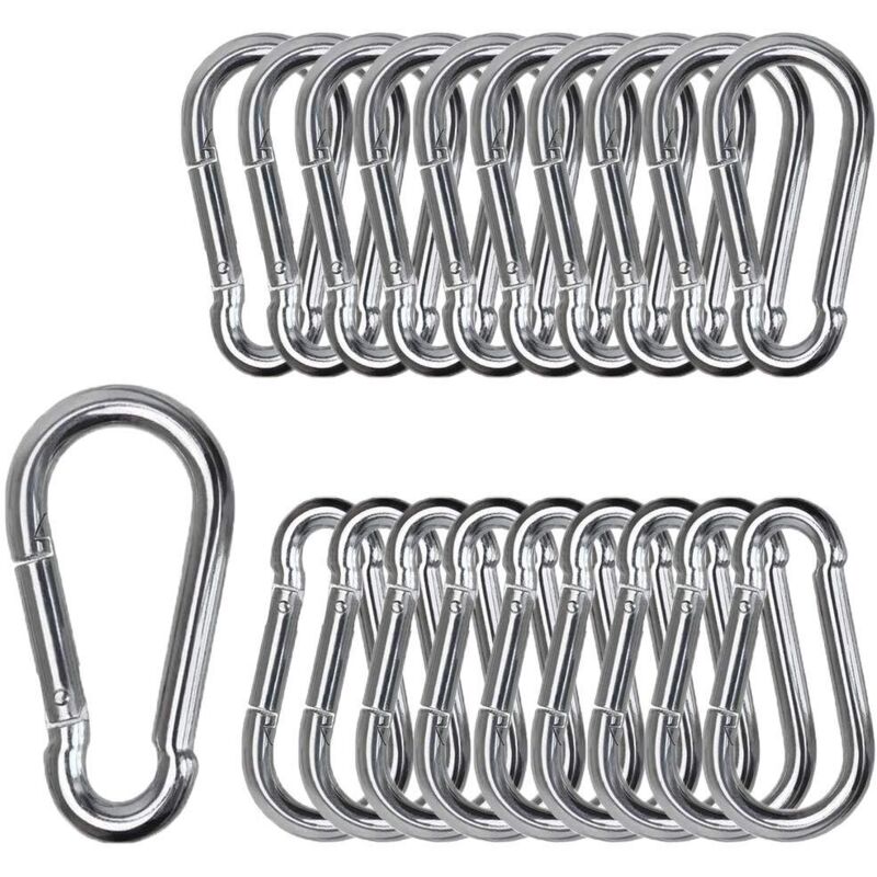 Spring Loaded Carabiner - Stainless Steel Keychain for Backpack, Camping, Hiking, Kids, Swing, Travel, Fishing, Waterproof, Rustproof, Strong,