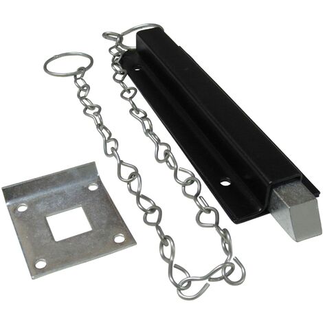 Spring Loaded Chain Bolt Latch (Pull Back Sprung Door Gate Catch Black)