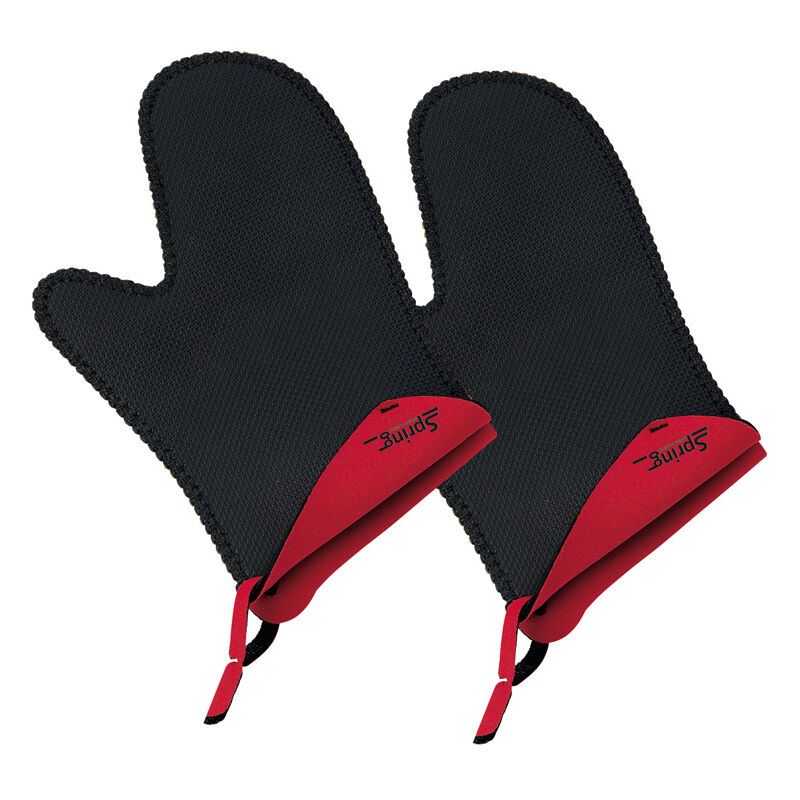 Unbekannt - Spring - Set de 2 gants de cuisine rouge et noir