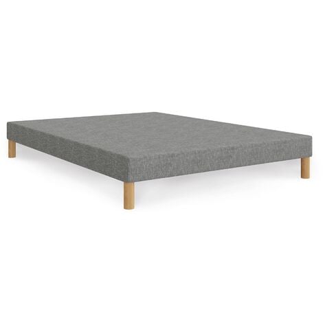 MOBILIER DECO SPRING - Sommier tapissier 140x190 tissu gris piètement en bois