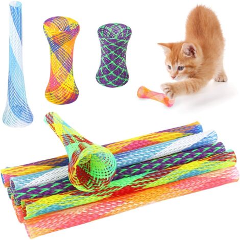 Spring Tube Toy 25 Pcs Colorful Interactive Cat Toy Cat Spring Funny Nylon Cat Spring Retractable Flexible Spring Tube Toy for Pet Kitten, Random Colors
