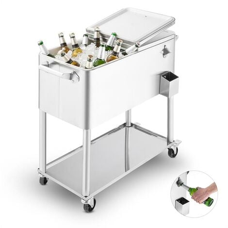 Springbreak2000chariot-bar glacière chariot frigorifique de terrasse 80L - inox