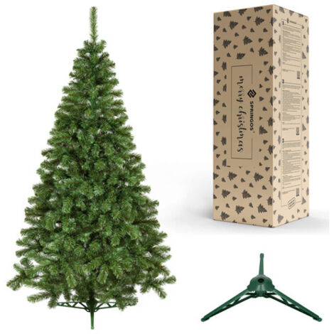 SPRINGOS Árbol de Navidad 220 cm Árbol de Navidad artificial Árbol de Navidad real Soporte de metal